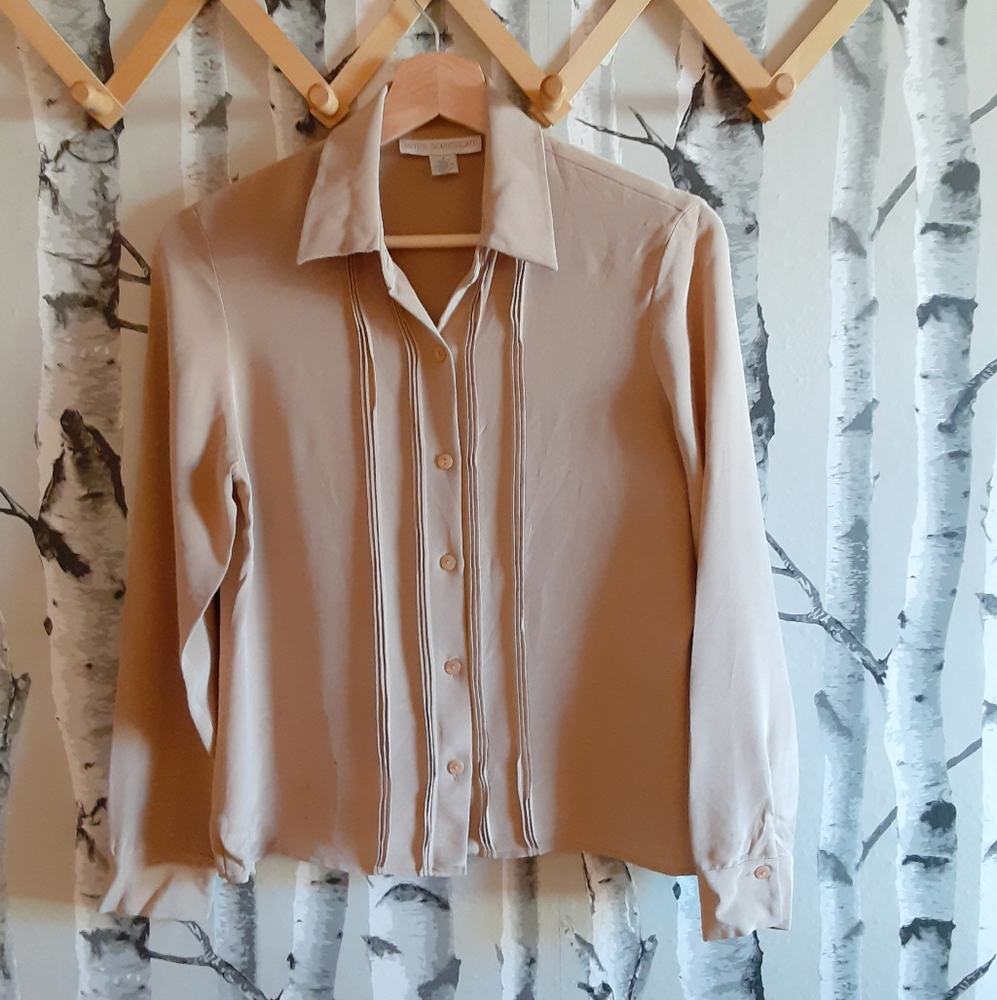 Tan silk blouse